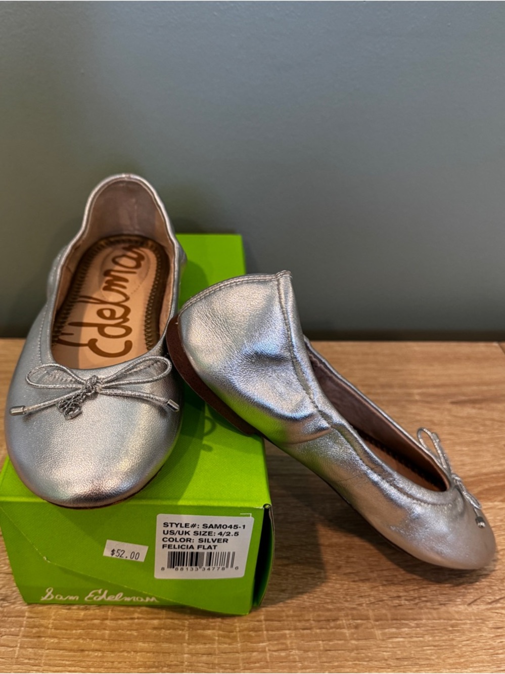 Sam Edelman Kids’ Felicia Ballet Flats Metallic Silver 4